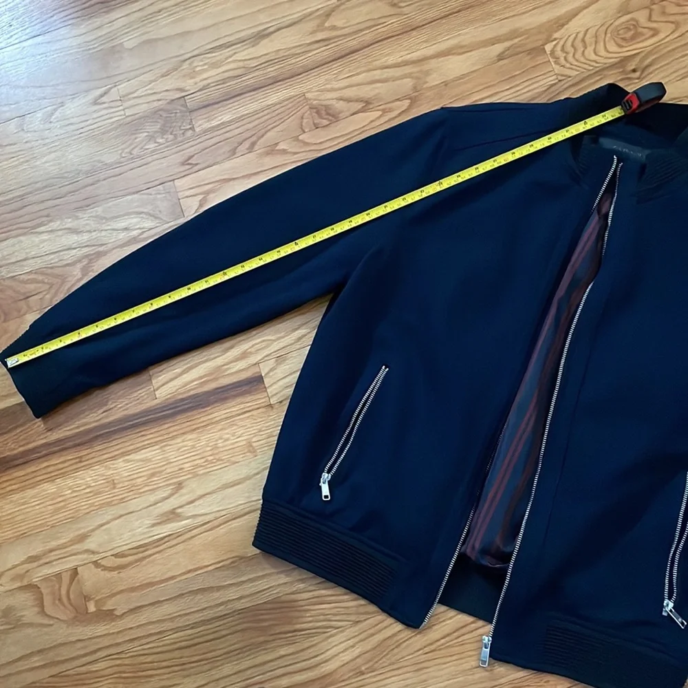 Zara Man blue woven bomber jacket. Size is XL but NOTE this fits more like a L. - Picture 4 of 7